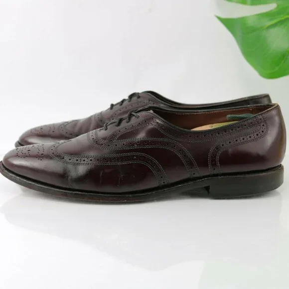 Allen Edmonds Townley Wingtip Oxford Size 10.5 D Burgundy Leather Dress Shoe - Picture 6 of 12